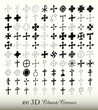 Collection of 100 isolated classic cross in three dimensions