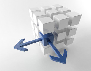 Wall Mural - White 3d cube with mini blue cube | Concept 
