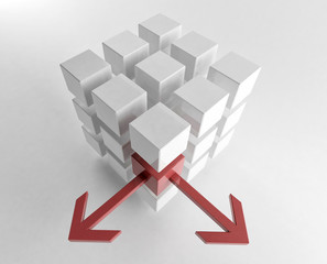 Wall Mural - White 3d cube with mini red cube | Concept 