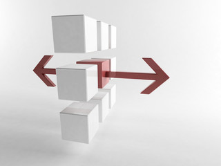 Wall Mural - White 3d cube with mini red cube | Concept 