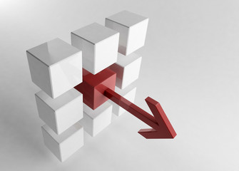 Wall Mural - White 3d cube with mini red cube | Concept 