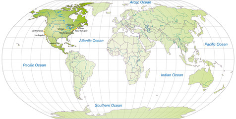 Naklejka na meble Landkarte von Nordamerika und der Welt