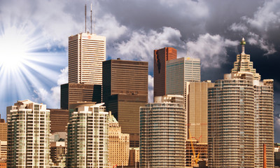 Sticker - Toronto. Beautiful view of city skyline from Lake Ontario