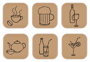 Fototapete - Restaurant beverages icons