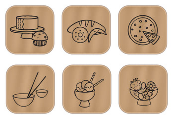 Fototapete - Restaurant food and desserts icons