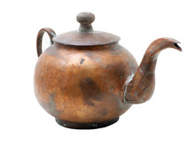 Antique Copper Kettle Isolated On White