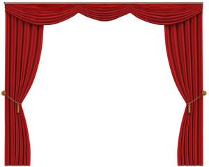 Red Curtains Isolated on White Background