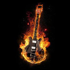 Wall Mural - e gitarre unter feuer