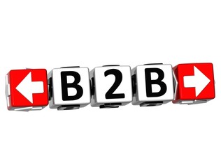 Leinwandbilder - 3D B2B Button Click Here Block Text