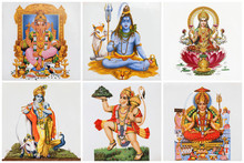 Poster With Hindu Gods  On Ceramic Tiles