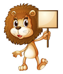 Sticker - A lion holding an empty sign board