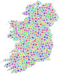 Wall Mural - Map of Ireland - Europe - in a mosaic of harlequin circles