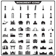 vector illustration of complete set of monument icon