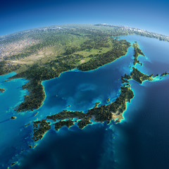 Detailed Earth. Japan and Korea