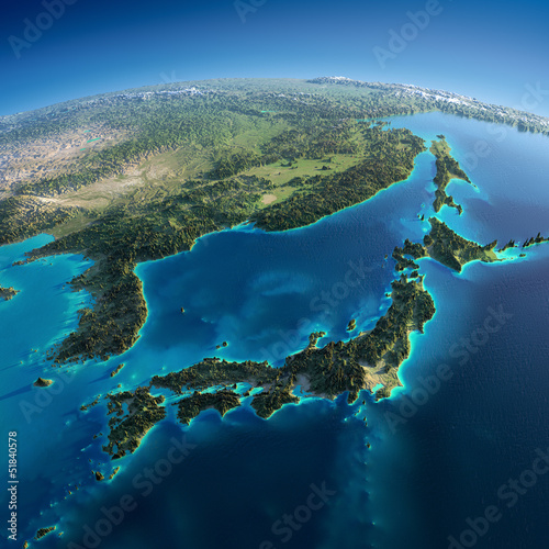 Nowoczesny obraz na płótnie Detailed Earth. Japan and Korea