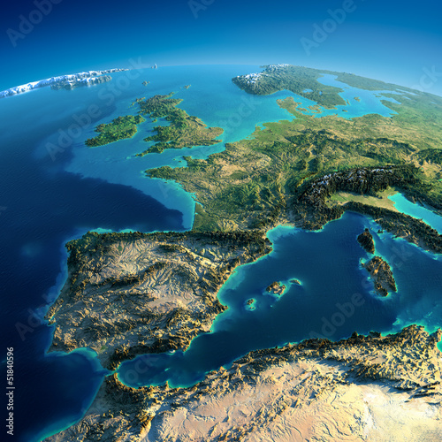 Plakat na zamówienie Detailed Earth. Spain and the Mediterranean Sea