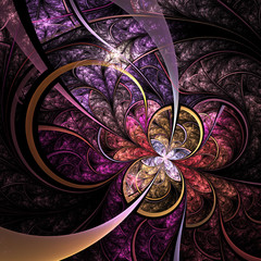 Wall Mural - Colorful fractal flower or butterfly, digital artwork