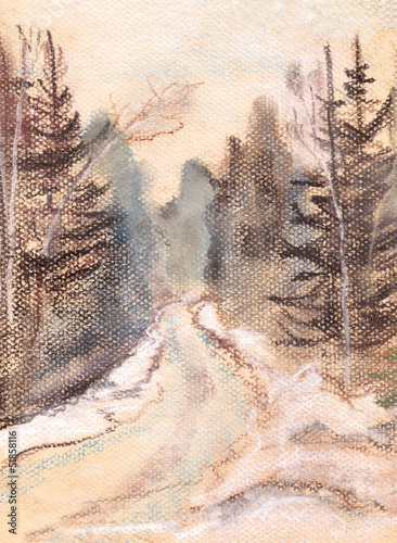 Naklejka nad blat kuchenny Winter landscape