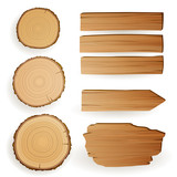 Fototapeta Dmuchawce - Vector Illustration of Wood Material Elements
