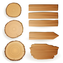 Vector Illustration Of Wood Material Elements