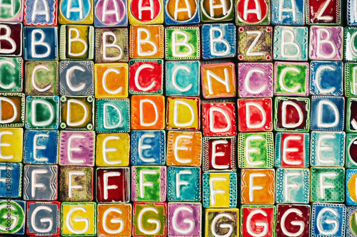 Plakat na zamówienie Handmade ceramic alphabet background