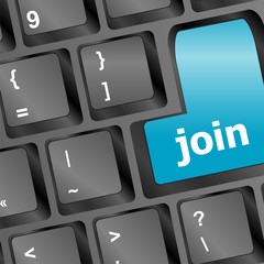 Poster - Computer keyboard -  key join, business concept