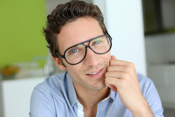 Modern guy with eyeglasses on