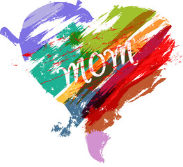 Mother's day illustration,heart with paint strokes