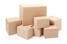 Cardboard Boxes On White, Clipping Path