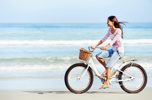 Beach Bicycle Woman