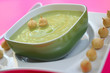 Delicious cream soup : green peas, potatoes, leeks
