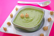 Delicious cream soup : green peas, potatoes, leeks