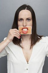 Wall Mural - female with image of mouth and teeth