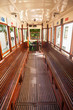 Interior of an old Lisbon tram, Portugal