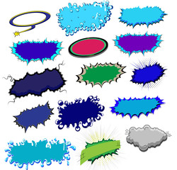 Sticker - Comic Text Backgrounds and Explosions Clouds Vector Banners