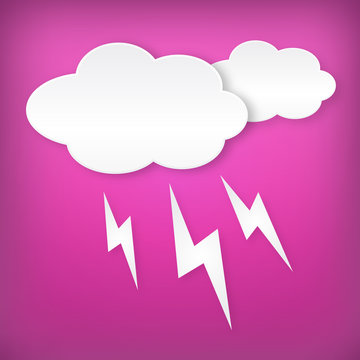 Paper white lightning clouds width on pink