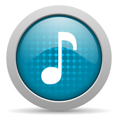 Canvas Print - music blue circle web glossy icon