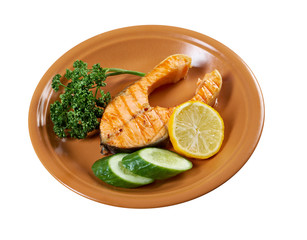 Sticker - grilled salmon steak