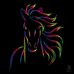 Wall Mural - Vector image of an horse on black background