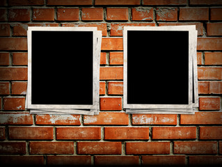 Wall Mural - Photo frames on the brick wall