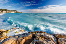 Azure Sea And Beuatiful Beach In Nice, French Riviera, France