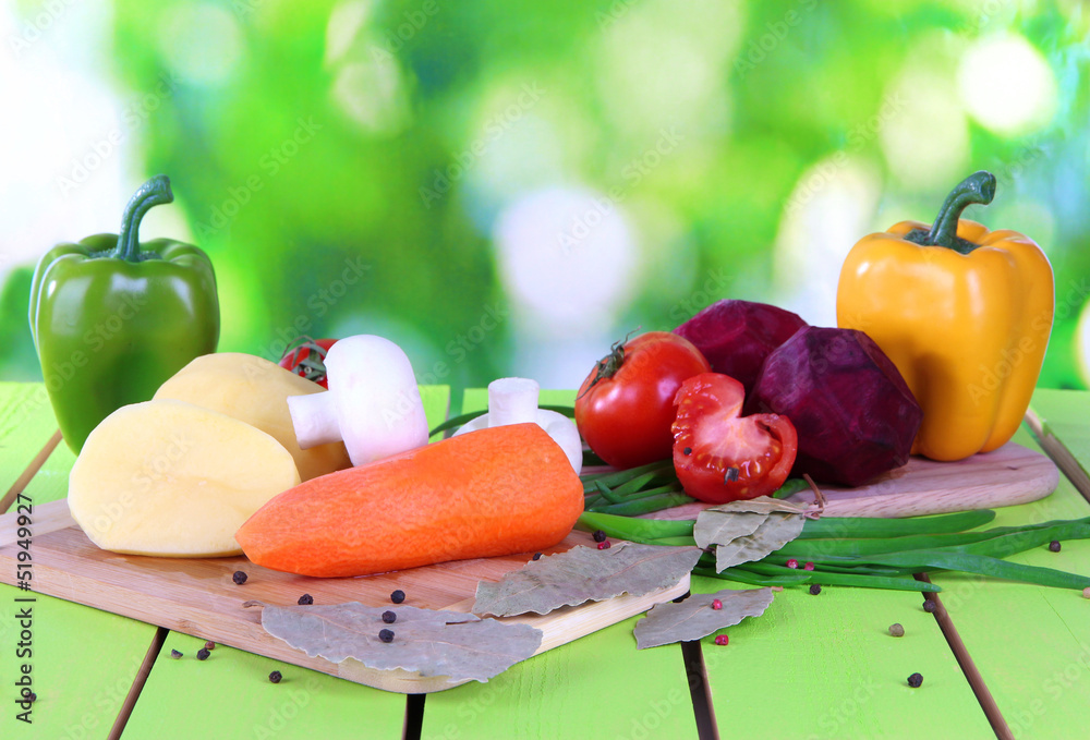 Composition of vegetables on bright background