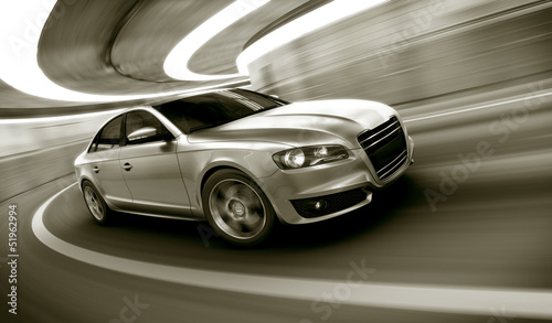 Naklejka na szybę Car driving fast in tunnel