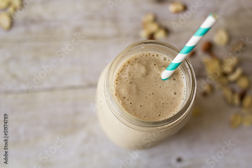 Cuadros en Lienzo Smoothie in mason jar with aqua blue straw