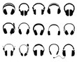 silhouettes of headphones 2-vector