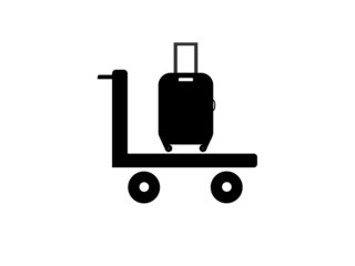 Poster - Valise de voyage dans un chariot