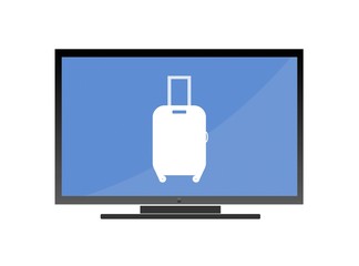 Sticker - Valise de voyage dans un écran de télévision