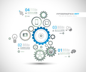 Poster - Infographic design template with gear chain.