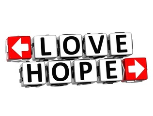 Sticker - 3D Love Hope Button Click Here Block Text