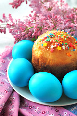 Canvas Print - Easter cake and eggs
